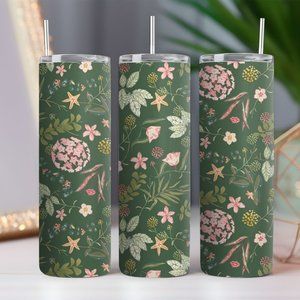 Hoya Florals Dark Green 20 oz. Skinny Double Wall  Tumbler